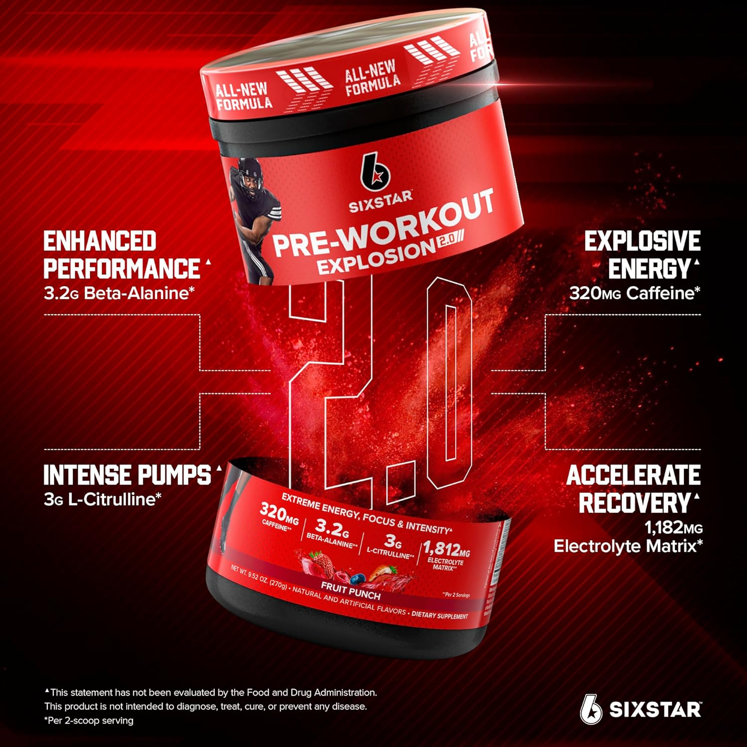  سيكس ستار - اكسبلوجن 2.0 قبل التمرين (270 جم) - Six Star Explosion 2.0 Pre-Workout 