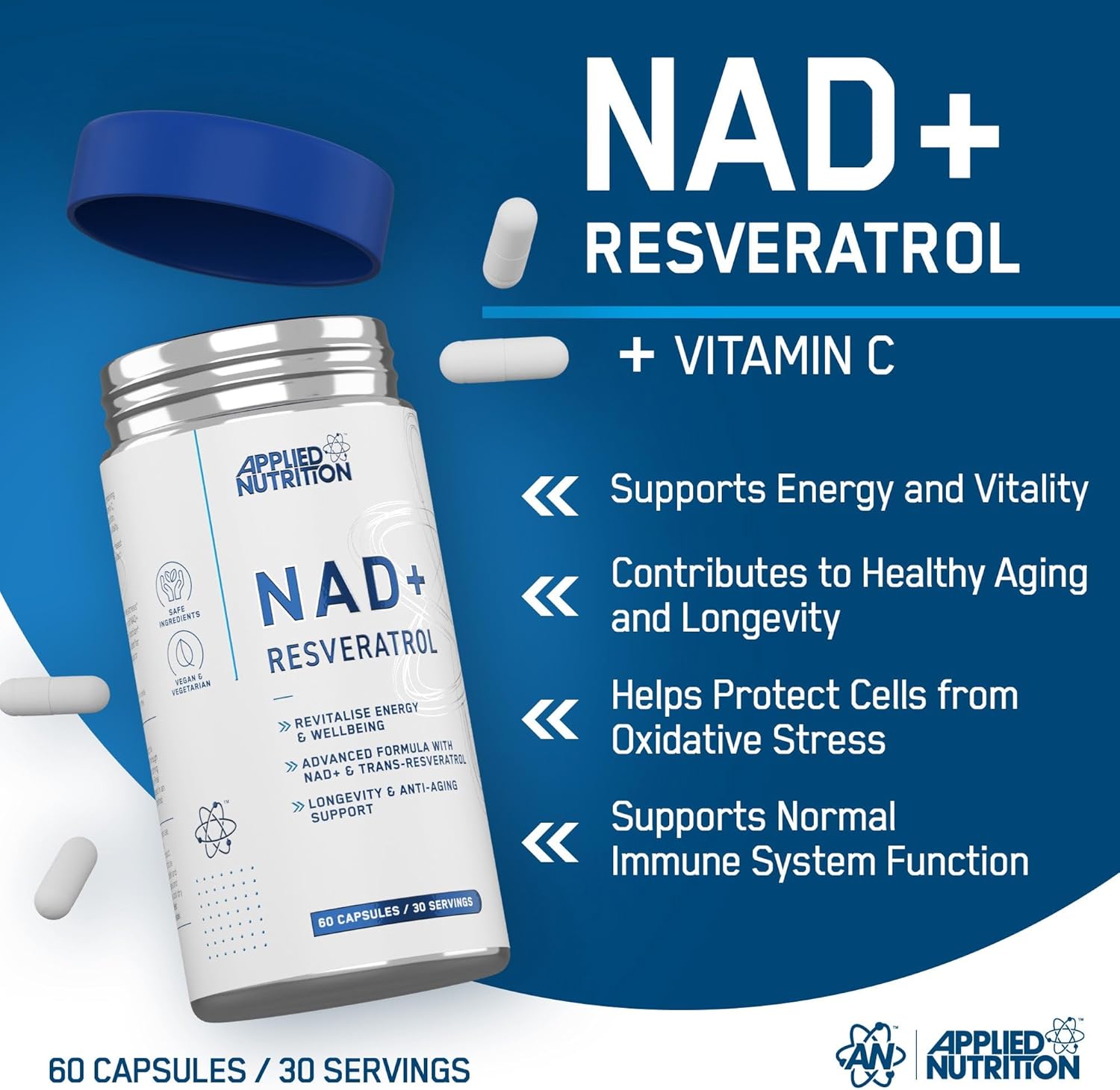  أبلايد نيوتريشن - إن إيه دي بلس ريسفيراترول (30 حصة) - Applied Nutrition NAD+ Resveratro 