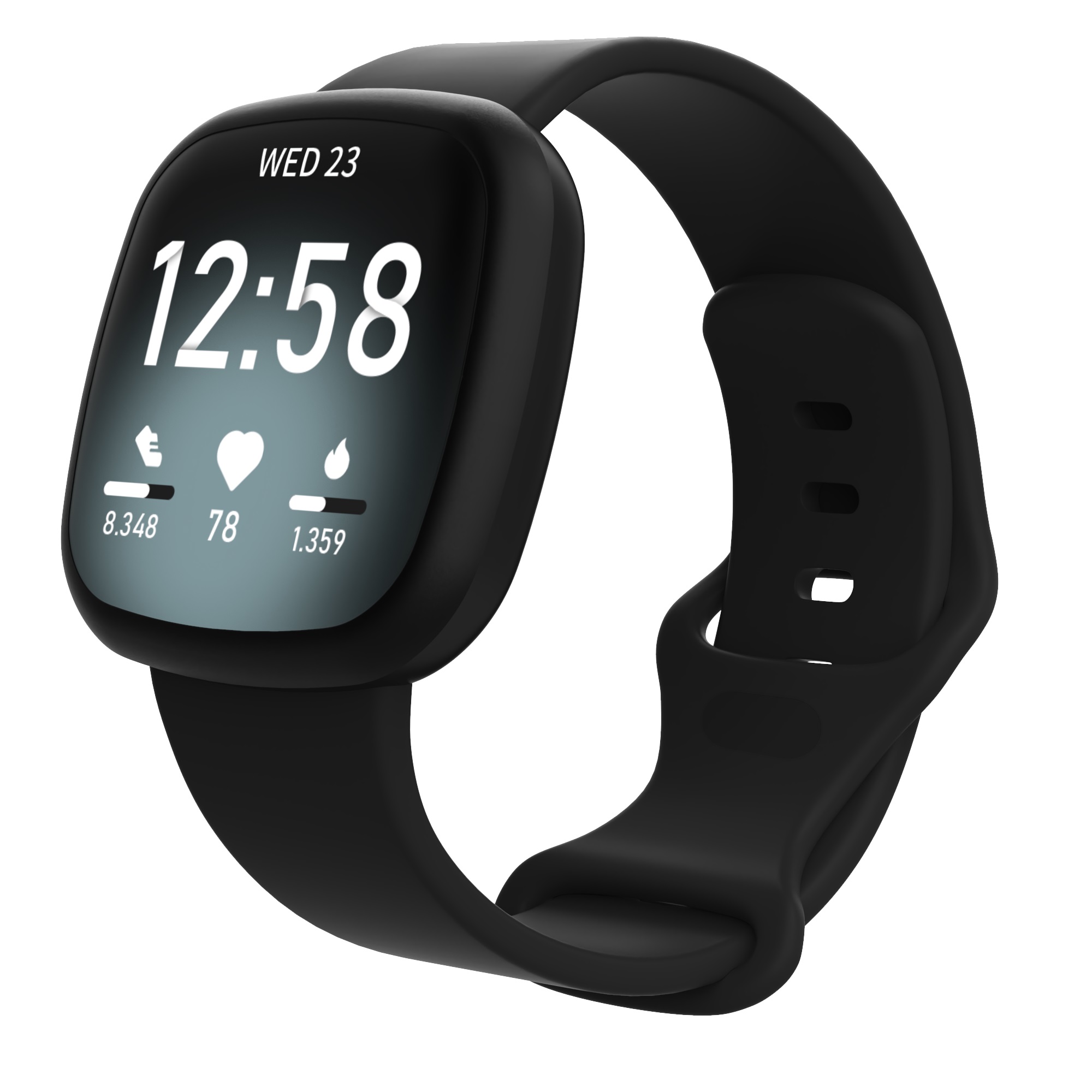  Silicone  Bands for Fitbit Versa 3 & Fitbit Sense Black 