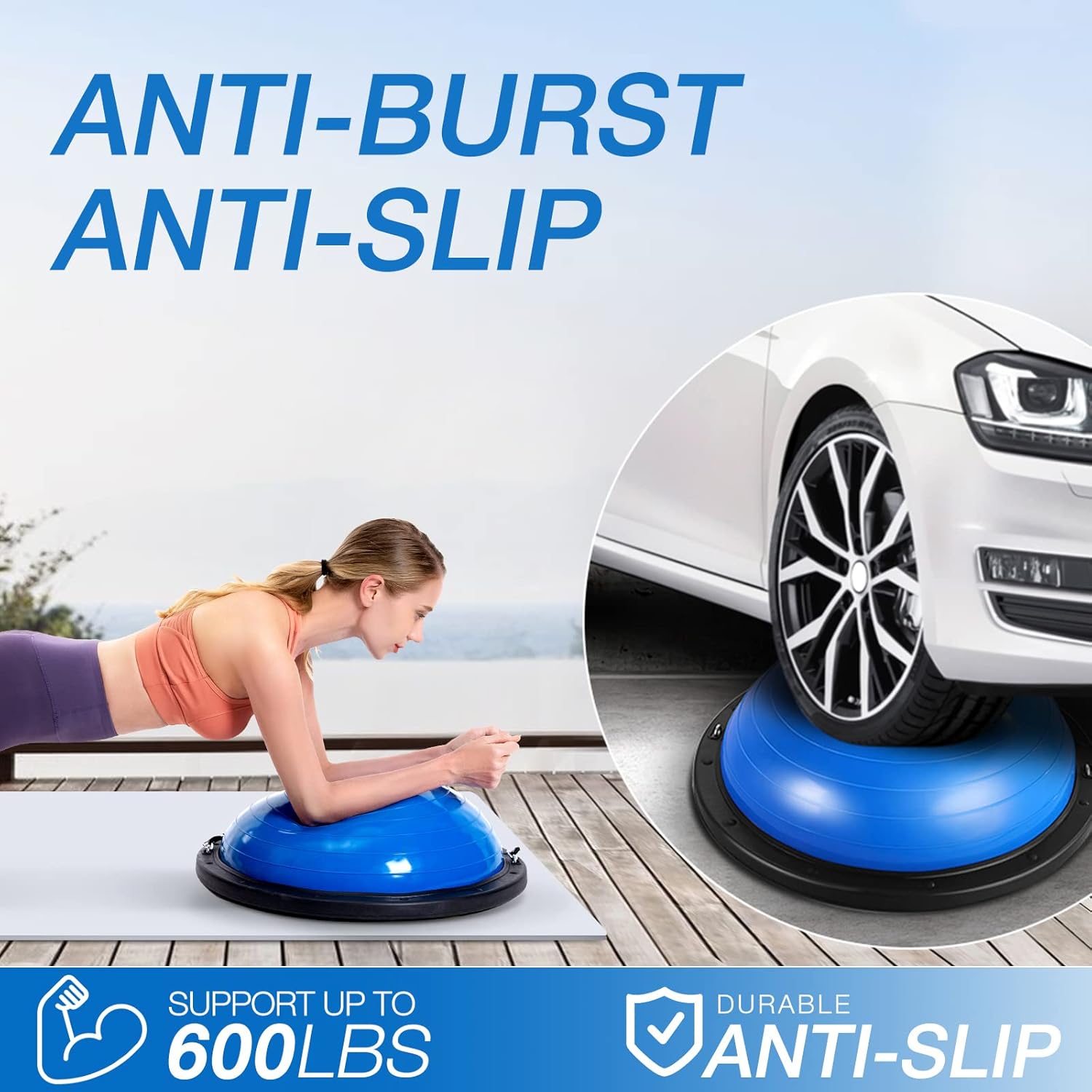 Half Balance Ball Trainer with Resistance Bands and Pump 