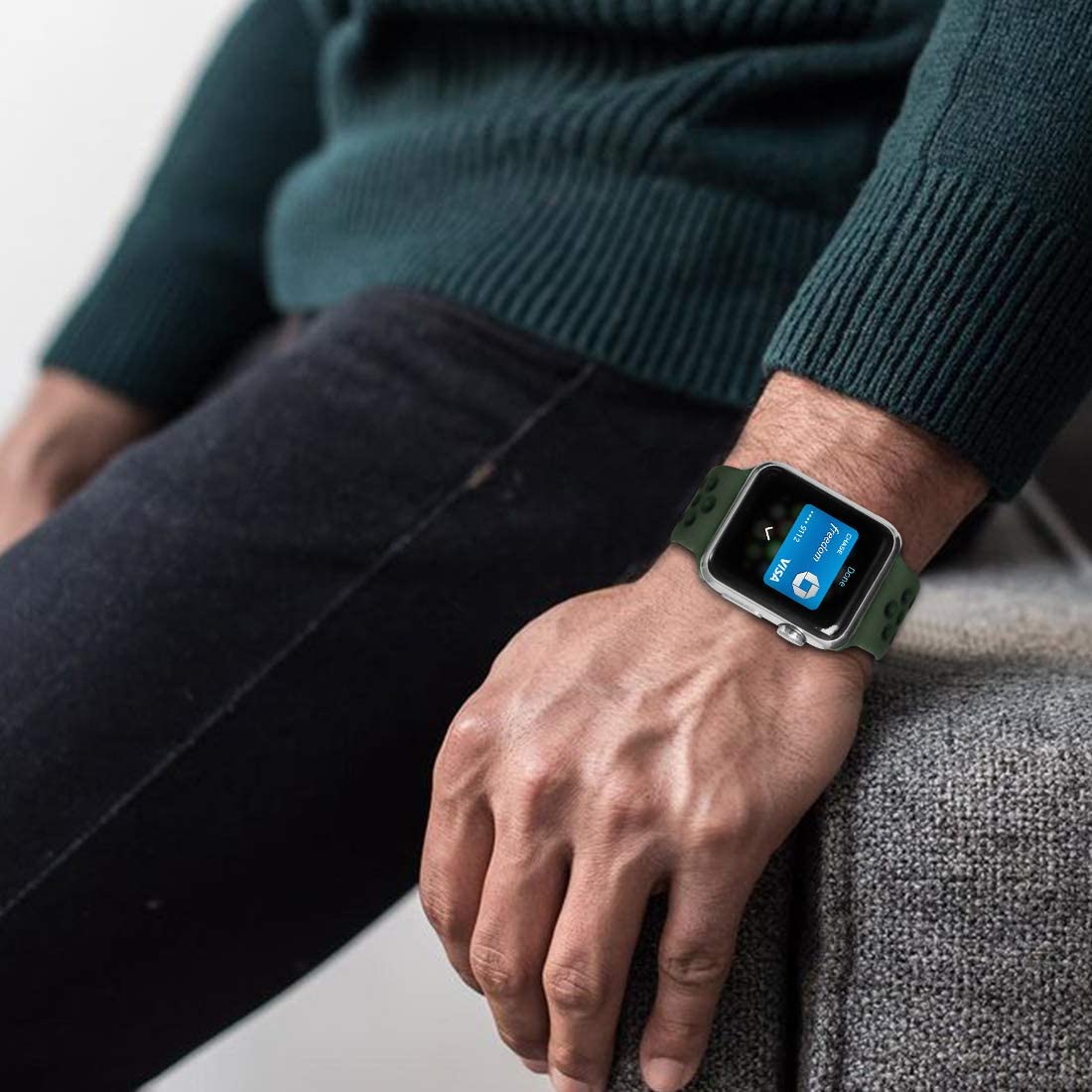  سوار سليكون رياضي لساعة ابل أخضر Sport silicone band Apple watch Green 