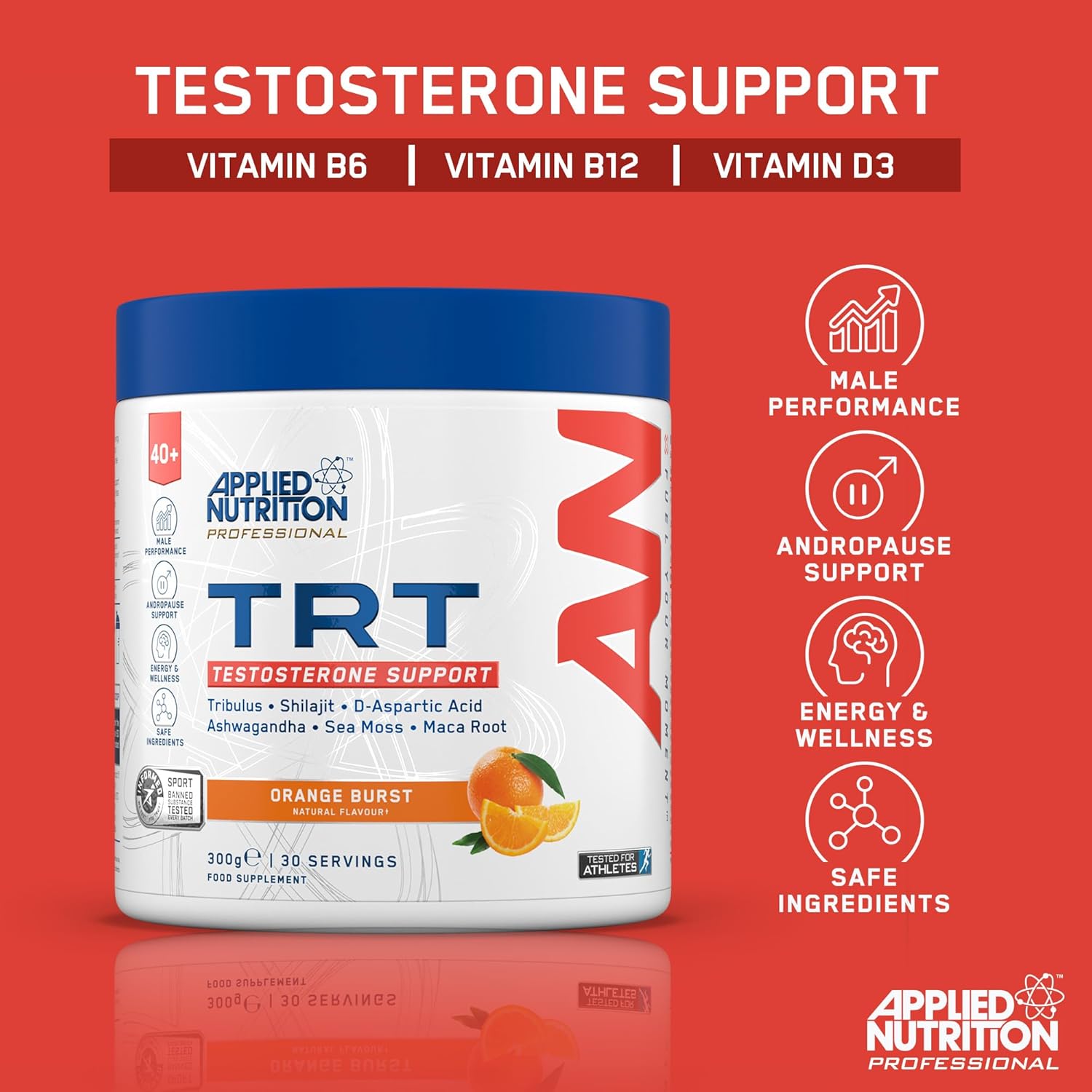  أبلايد نيوتريشن - TRT لدعم هرمون التستوستيرون (300 جم) - Applied Nutrition TRT Testosterone Support 