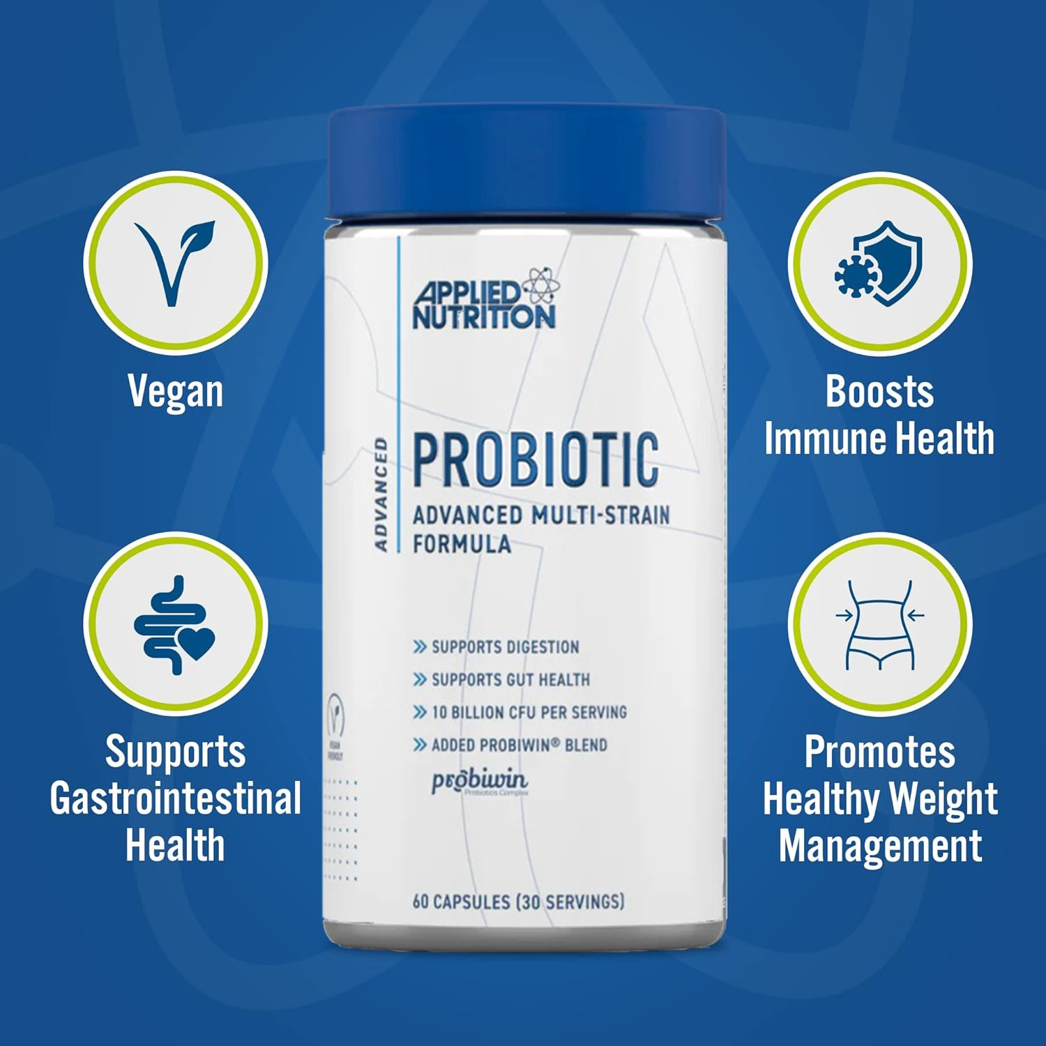  ابلايد نيوترشن - بروبيوتيك نباتي (60 كبسولة) - Applied Nutrition Vegan  Probiotics  