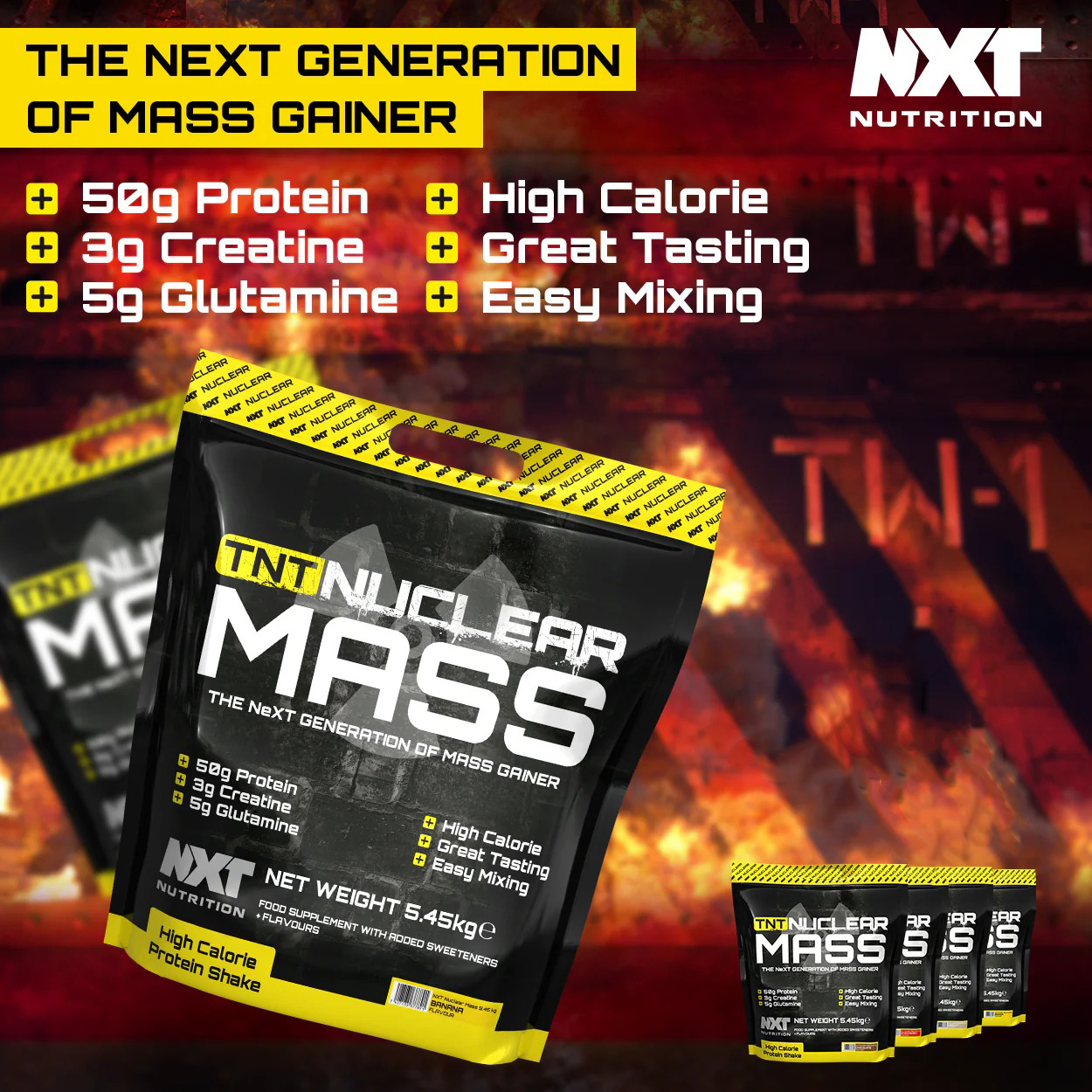  نكست نيوتريشن - تي إن تي نيوكلار ماس جينر (5.4 كجم) - NXT Nutrition TNT Nuclear Mass Gainer 