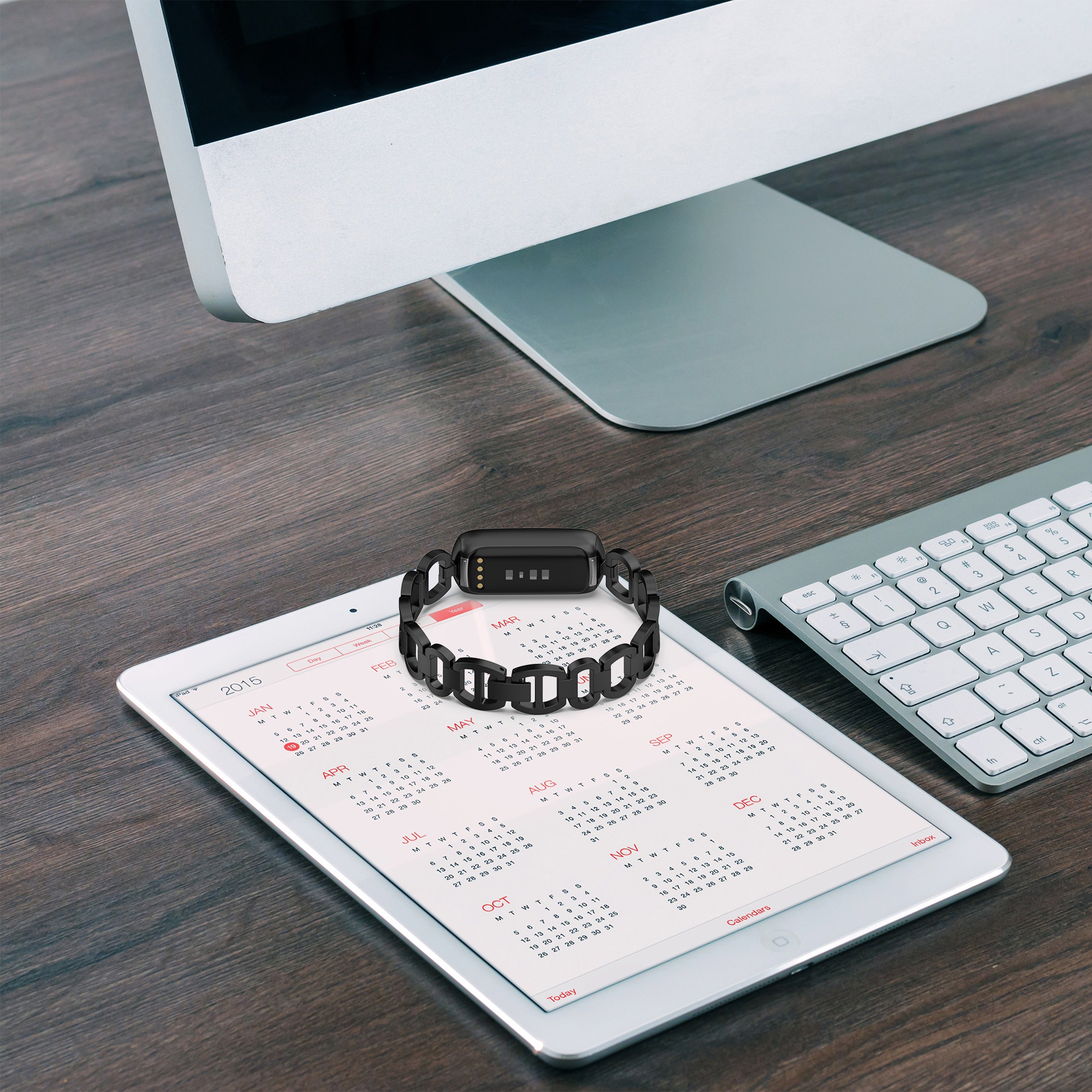  سوار معدني لساعة فيتبيت لوكس أسود -Metal  band for Fitbit Luxe black 