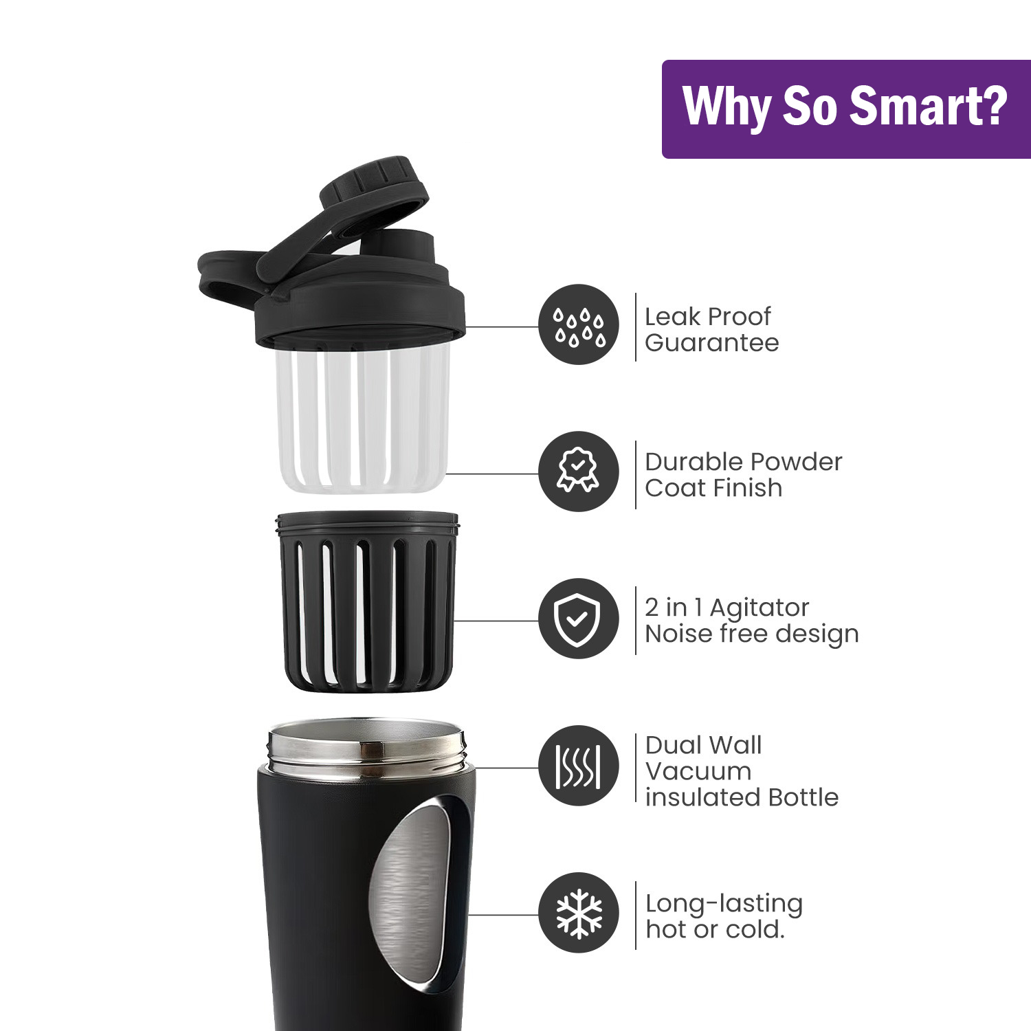  FitNeeds - Shaker Double Stainless Steel 
