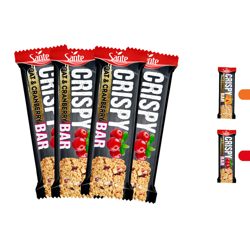  سانتيه -  كرسبي بروتين بار بالشوفان (4 قطع) - Sante Crispy Bar Oat Protein Bar 