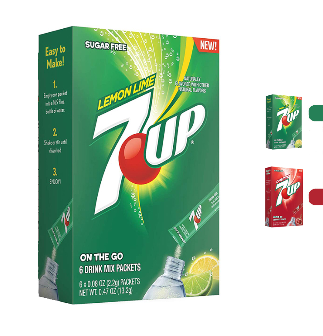  سفن أب - مشروب باودر منعش خالي من السكر (6 حبات) - 7UP Powder Drink Mix Sugar Free 