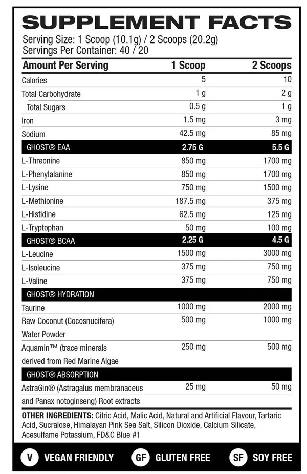  جوست - امينو الاحماض الامينية الاساسية للترطيب (40 حصة) - Ghost Amino Acid Intra-Workout 