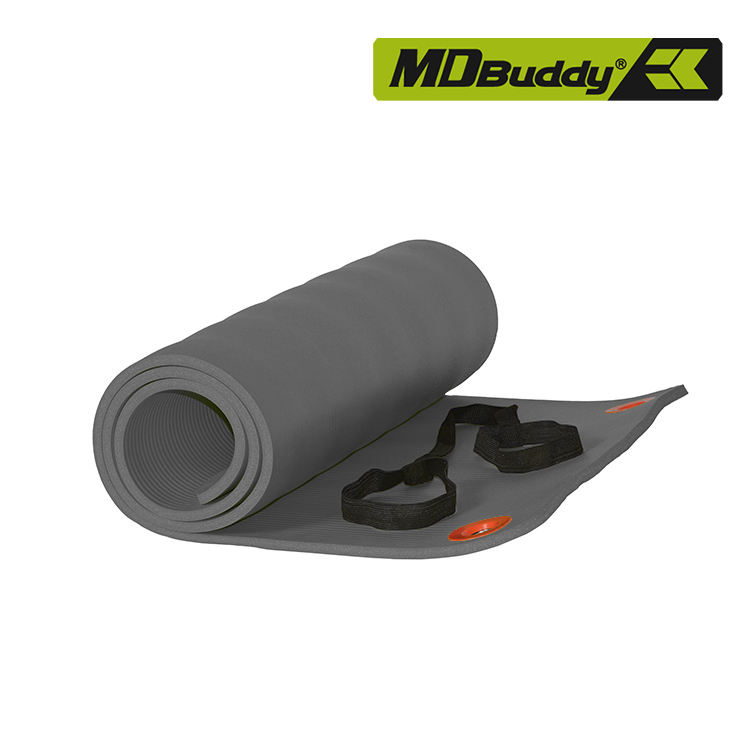  Yoga & Exersice Mat Extra Thick for Home Gym with Carrying Strap Grey 