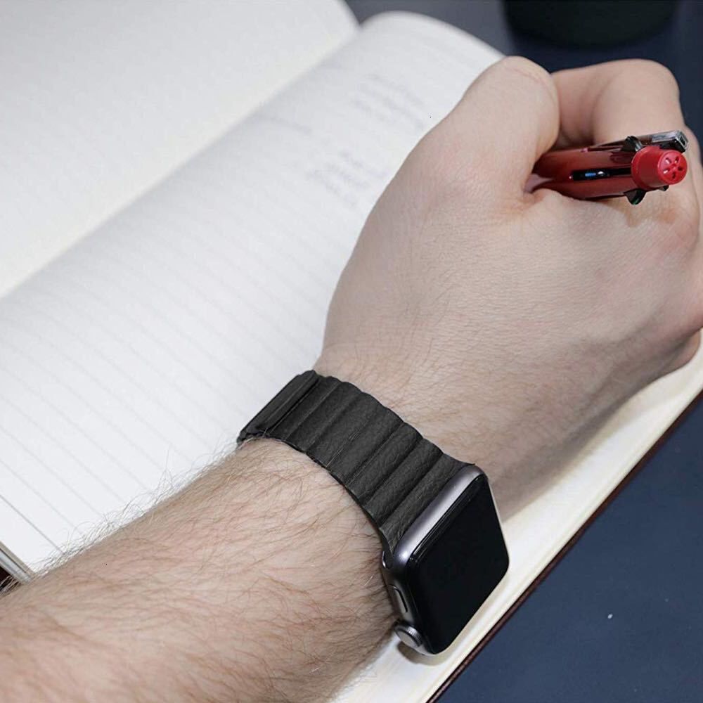  سوار تبديل من الجلد لساعة ابل  أسود-Leather strap for Apple Black 
