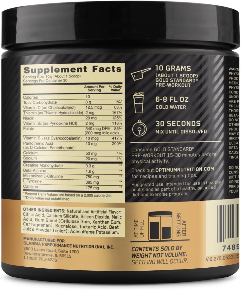  اوبتيموم نيوتريشن - جولد ستاندر قبل التمرين (300 جم) - Optimum Nutrition Gold Standard Pre-Workout 