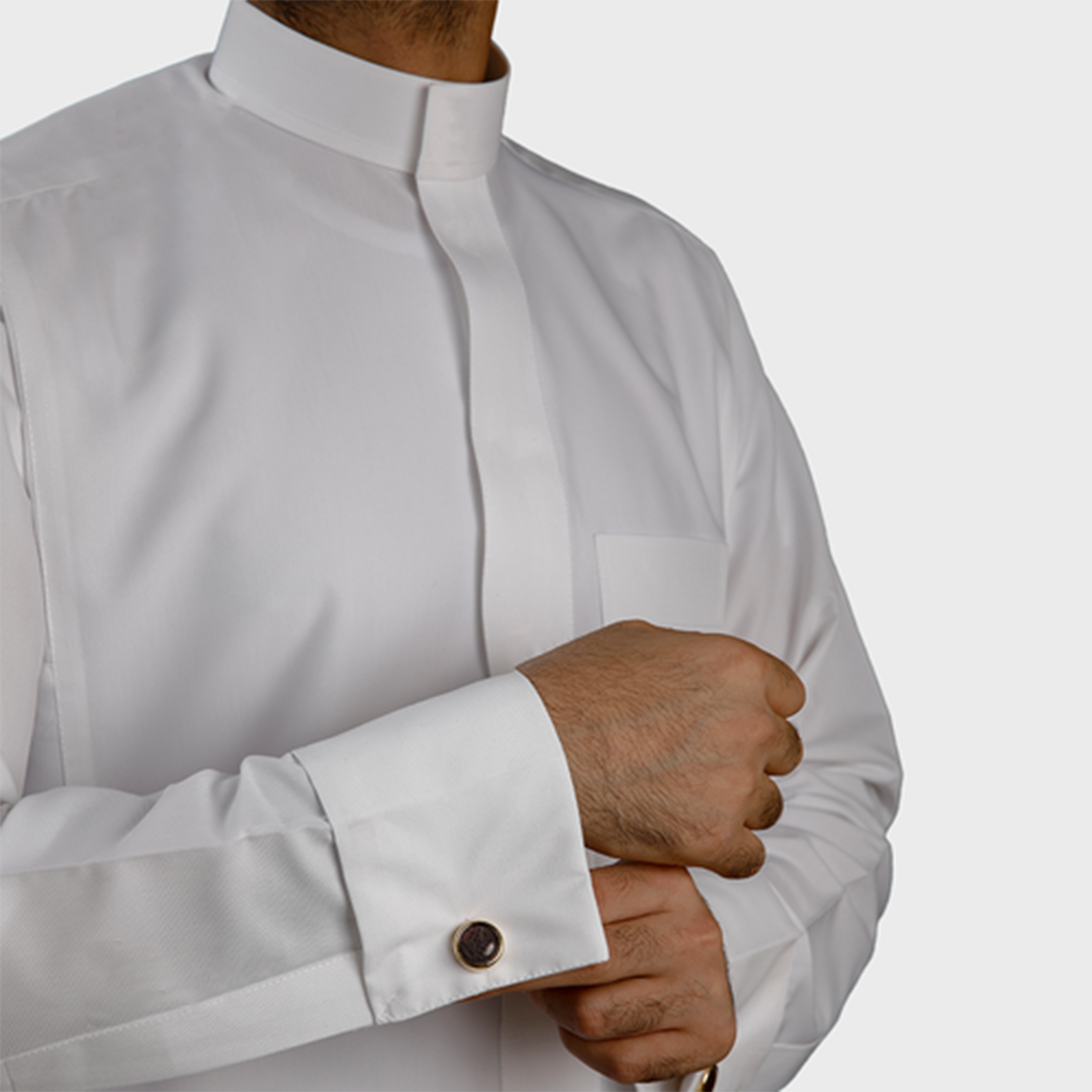 ثوب سعودي دروش أبيض سادة شبابي