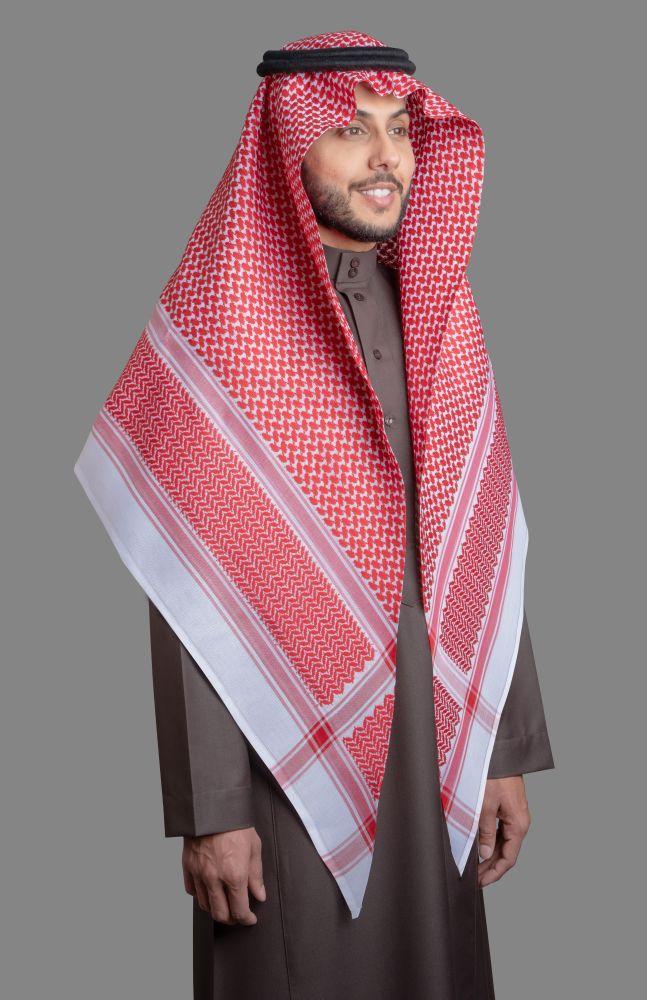 شماغ بصمة أحمر مميز 100% قطن – تصميم فاخر ومثالي للإطلالة الرسمية