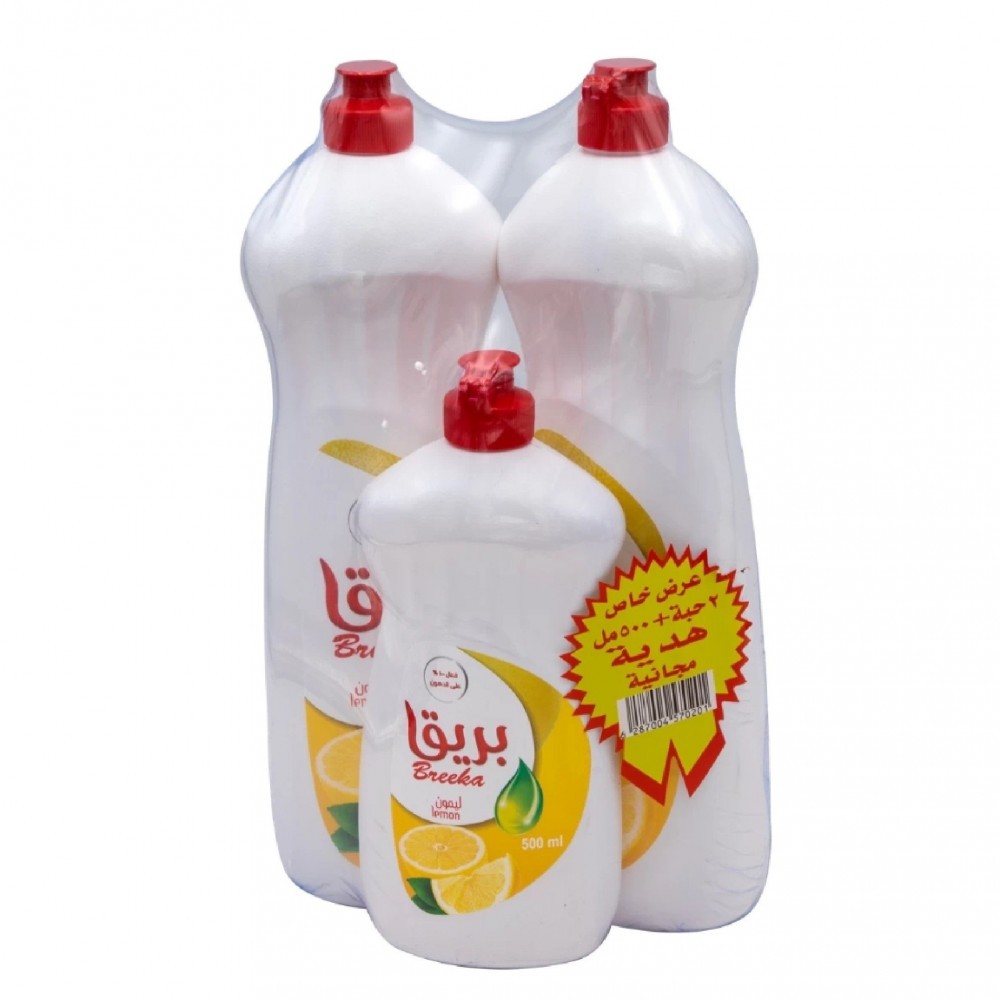  BREEKA DISH WASH LEMON 2*1L+500ML 