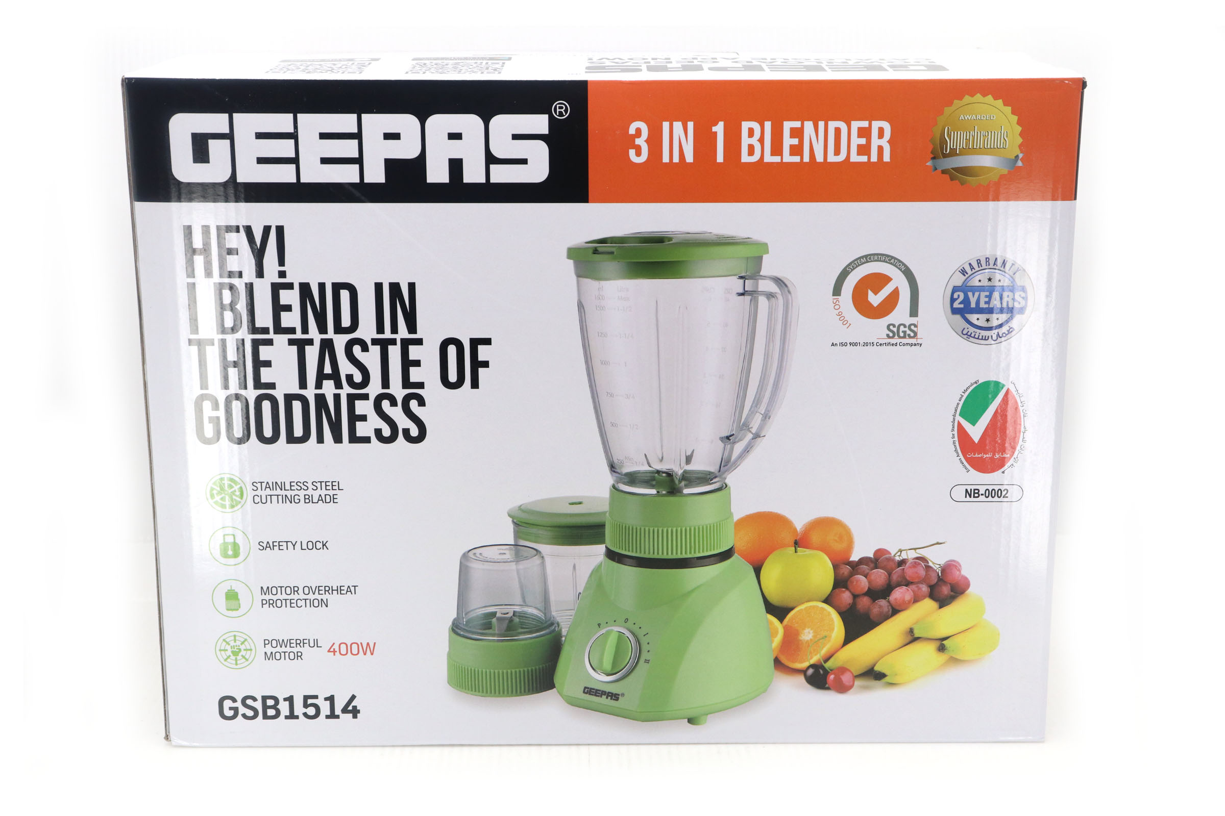  GEEPAS GSB1514N 3 IN 1 BLENDER 1.6L 400W 