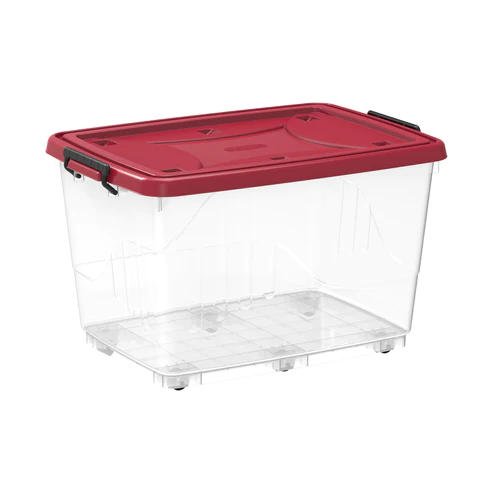  COSMOPLAST STORAGE BOX CLEAR WITH WHEELS&LOCKABLE LID 82L IFHHST556 