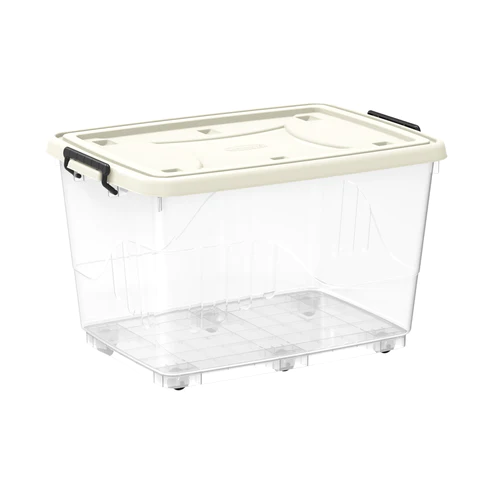 COSMOPLAST STORAGE BOX CLEAR WITH WHEELS&LOCKABLE LID 82L IFHHST556 