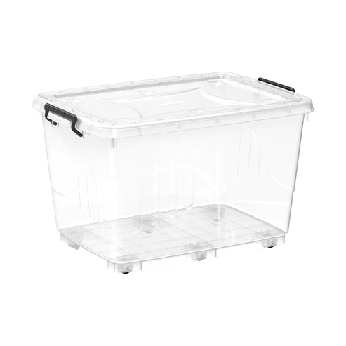  COSMOPLAST STORAGE BOX CLEAR WITH WHEELS&LOCKABLE LID 82L IFHHST556 