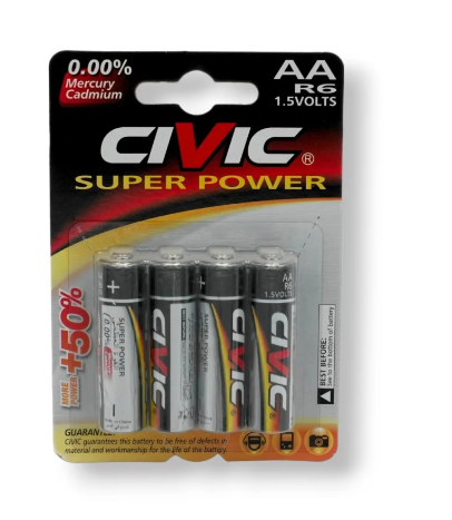  CIVIC BATTERY AA R6 1.5VOLTS 4PCS 
