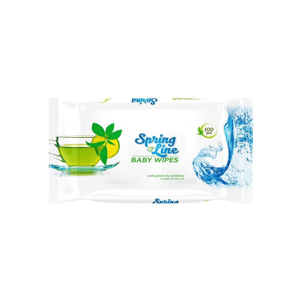  SPRING LINE BABY WET WIPES GREEN TEA 100PCS 