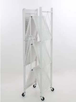  ATTAS FOLDABLE SHELVING RACK WITH WHEELS WHITE 4 LAYER 996B-1 