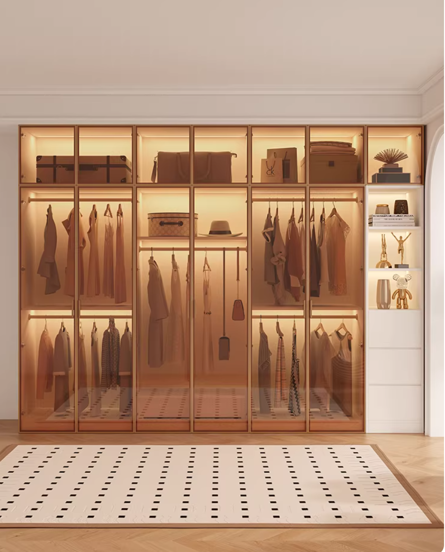  Luxurious modern wardrobe with a glass door design 