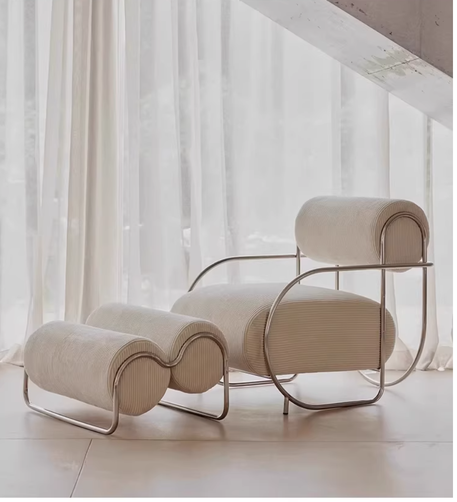  Stylish single sofa with footrest 