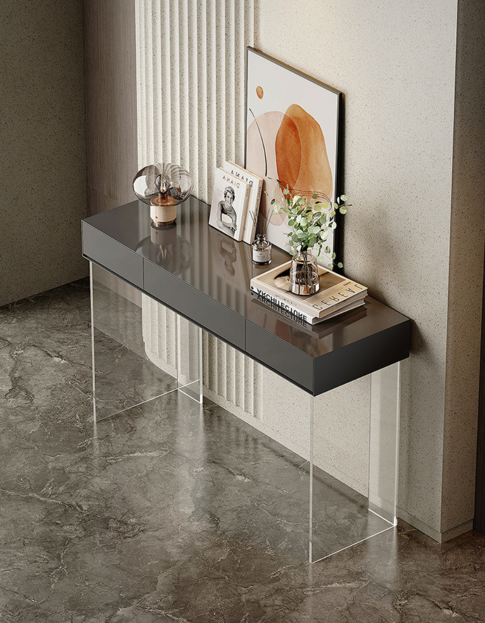  SOMPOK Console, wood and acrylic. 