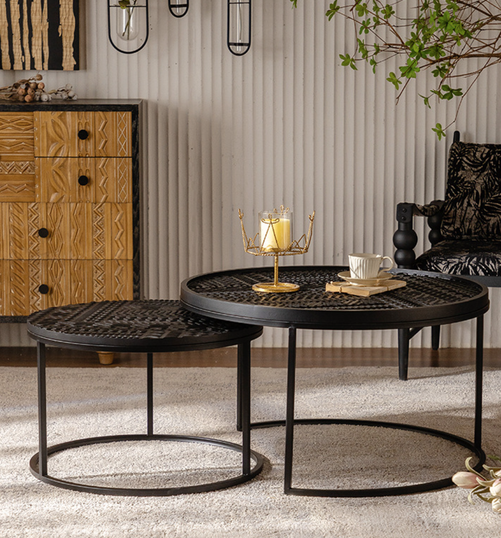  Two vintage carved tables 