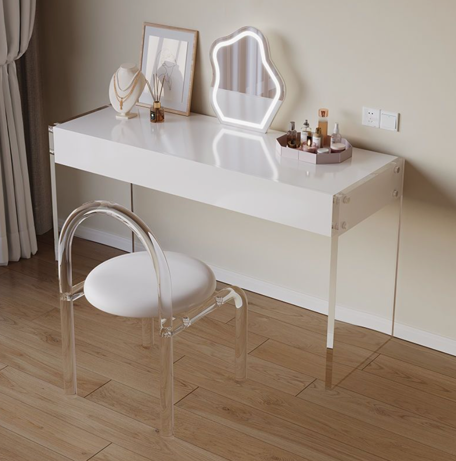  Acrylic dressing table with chair and mirror 