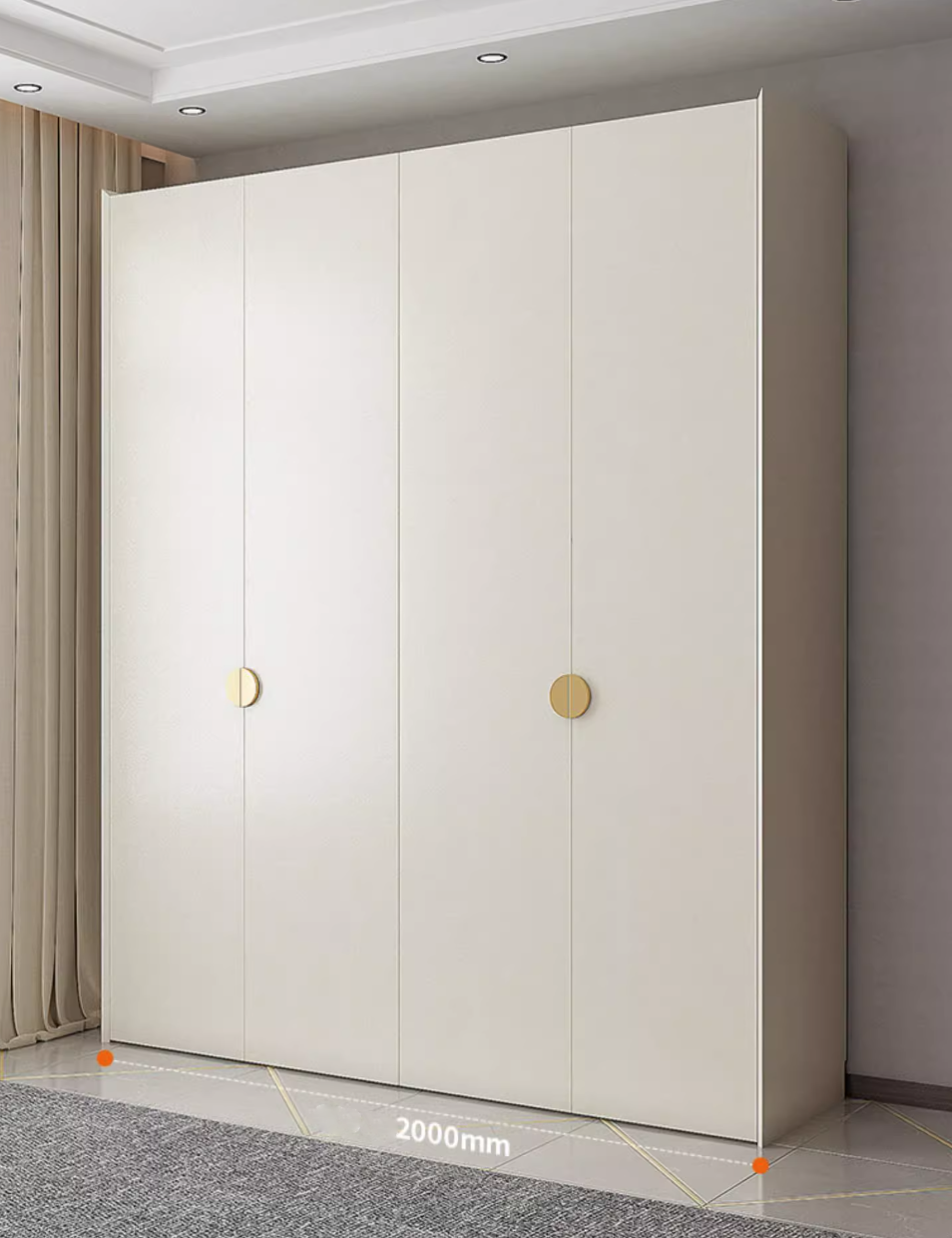  خزانة ملابس خشب مودرن بمقابض ذهبية فاخرة - دولاب ملابس كبير من KS-Furniture 