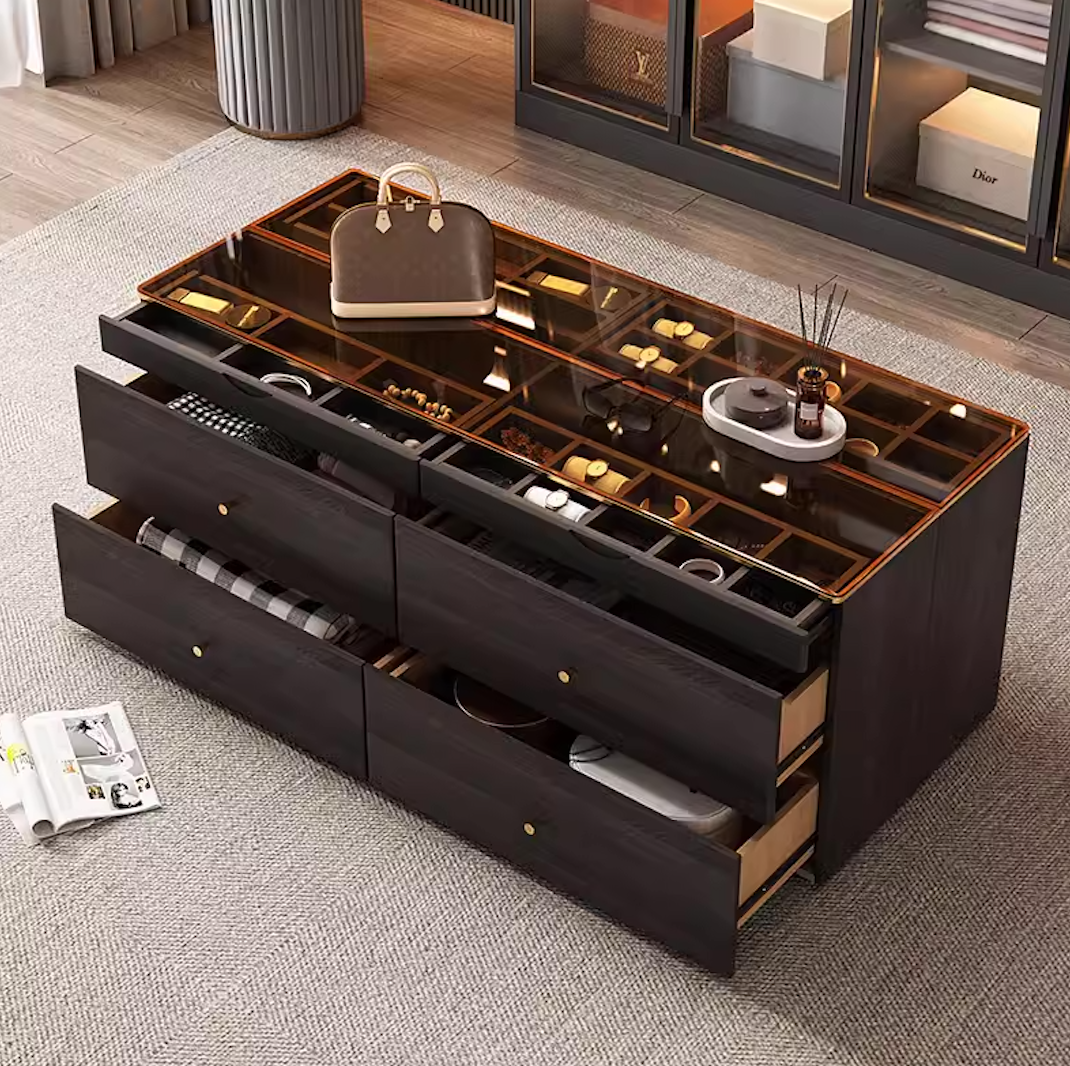  خزانة ملابس خشب كبيرة مودرن بسعة تخزين واسعة وأدراج - دولاب ملابس من KS-Furniture 