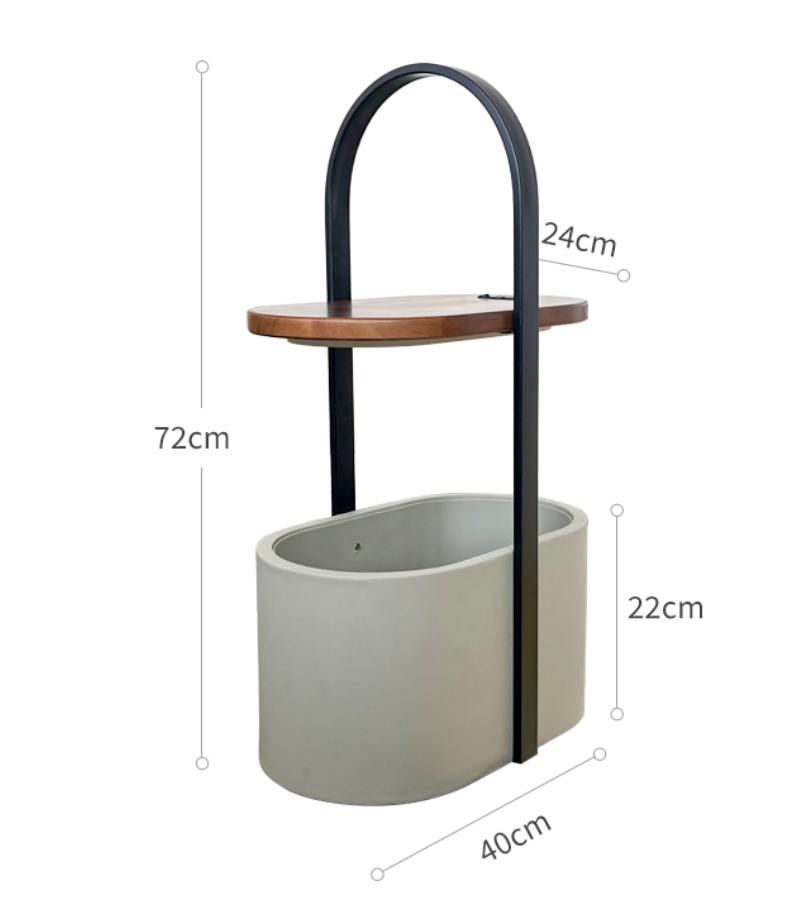  Bedside table with lighting and bucket 