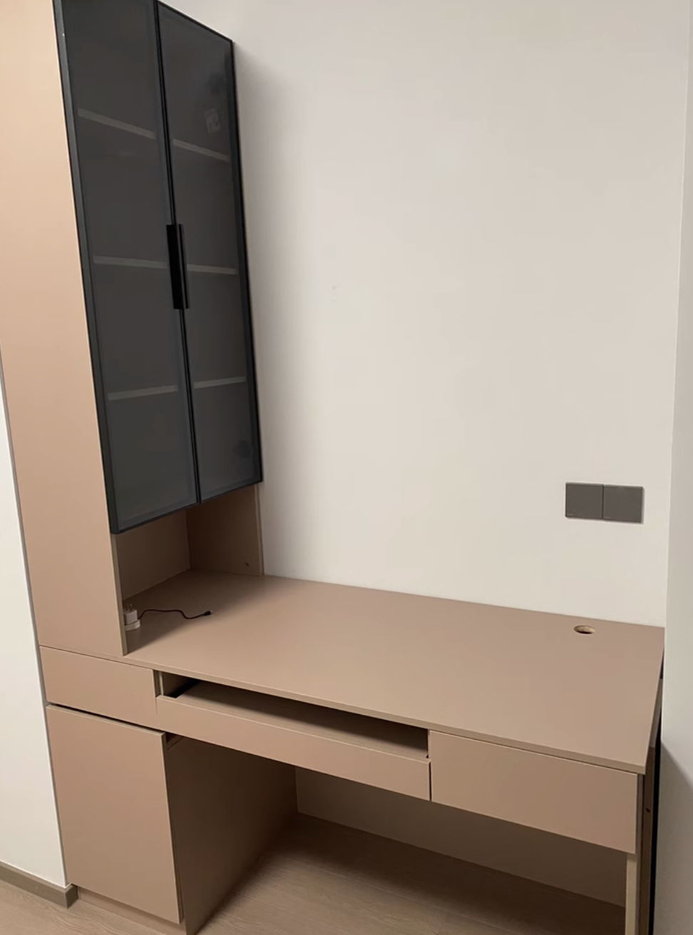  wooden desk and bookcase 
