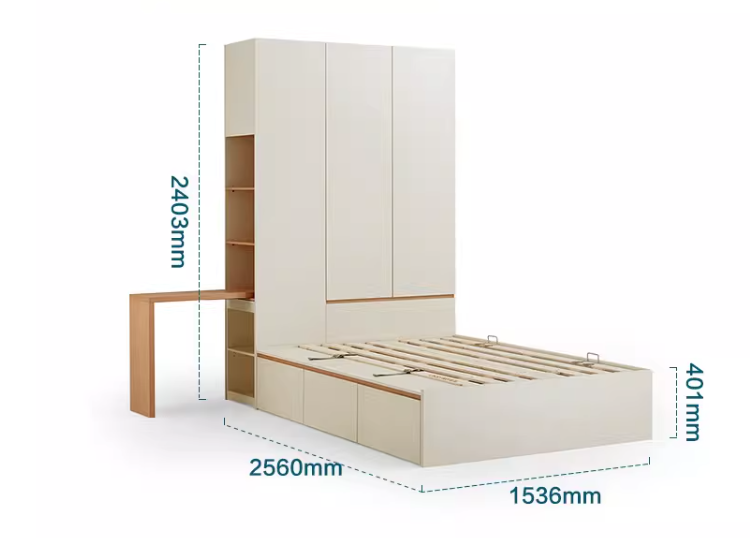  Bed with wardrobe and desk 