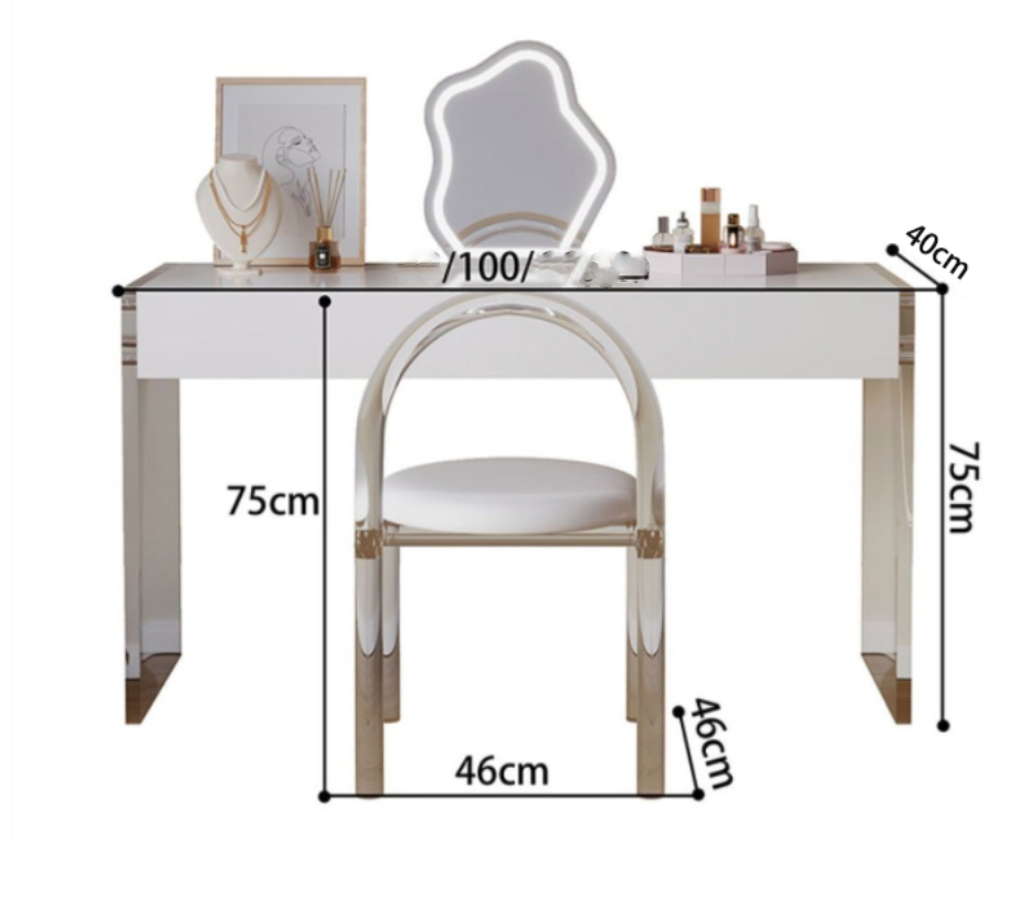  Acrylic dressing table with chair and mirror 