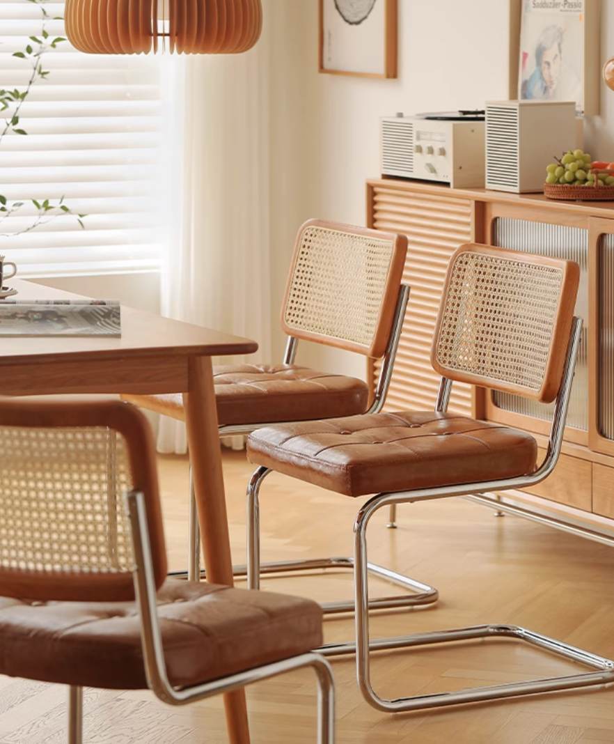  Wooden chair with rattan 
