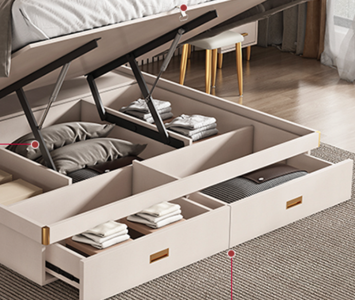  غرفة نوم كلاسيك خشب زان مع دولاب ملابس كبير مذهب - KS-Furniture 