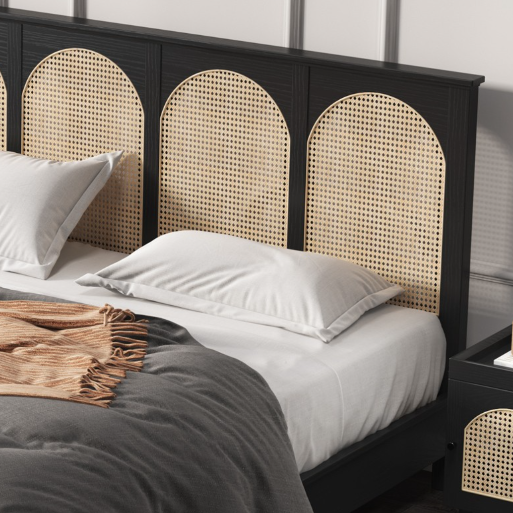  Solid wood rattan bed 