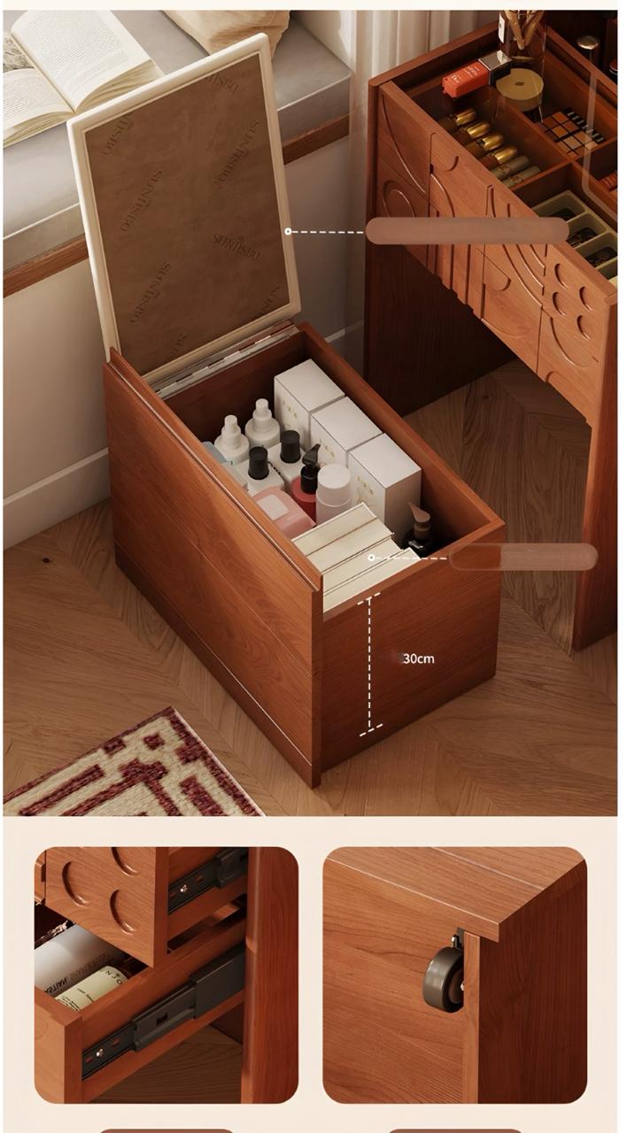  Decorative table and small makeup cabinet with wooden designs 