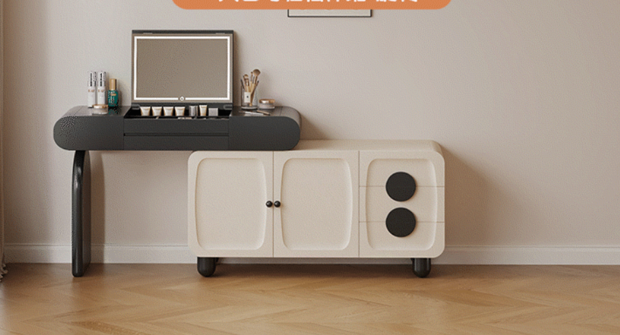  Dressing table with drawers and a hidden folding mirror 