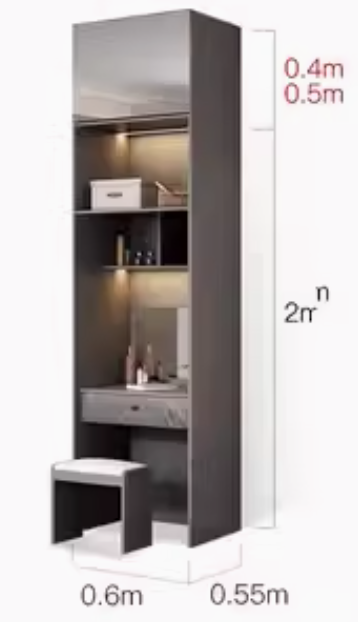  طقم خزانة ملابس خشب مودرن مع طاولة زينة وخزانة جانبية - أثاث متكامل من KS-Furniture 