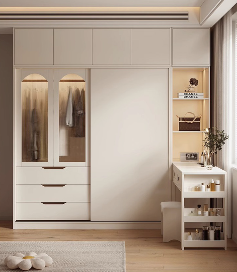  خزانة ملابس مع طاولة زينة ومرآة مدمجة مودرن - دولاب ملابس ذكي من KS-Furniture 