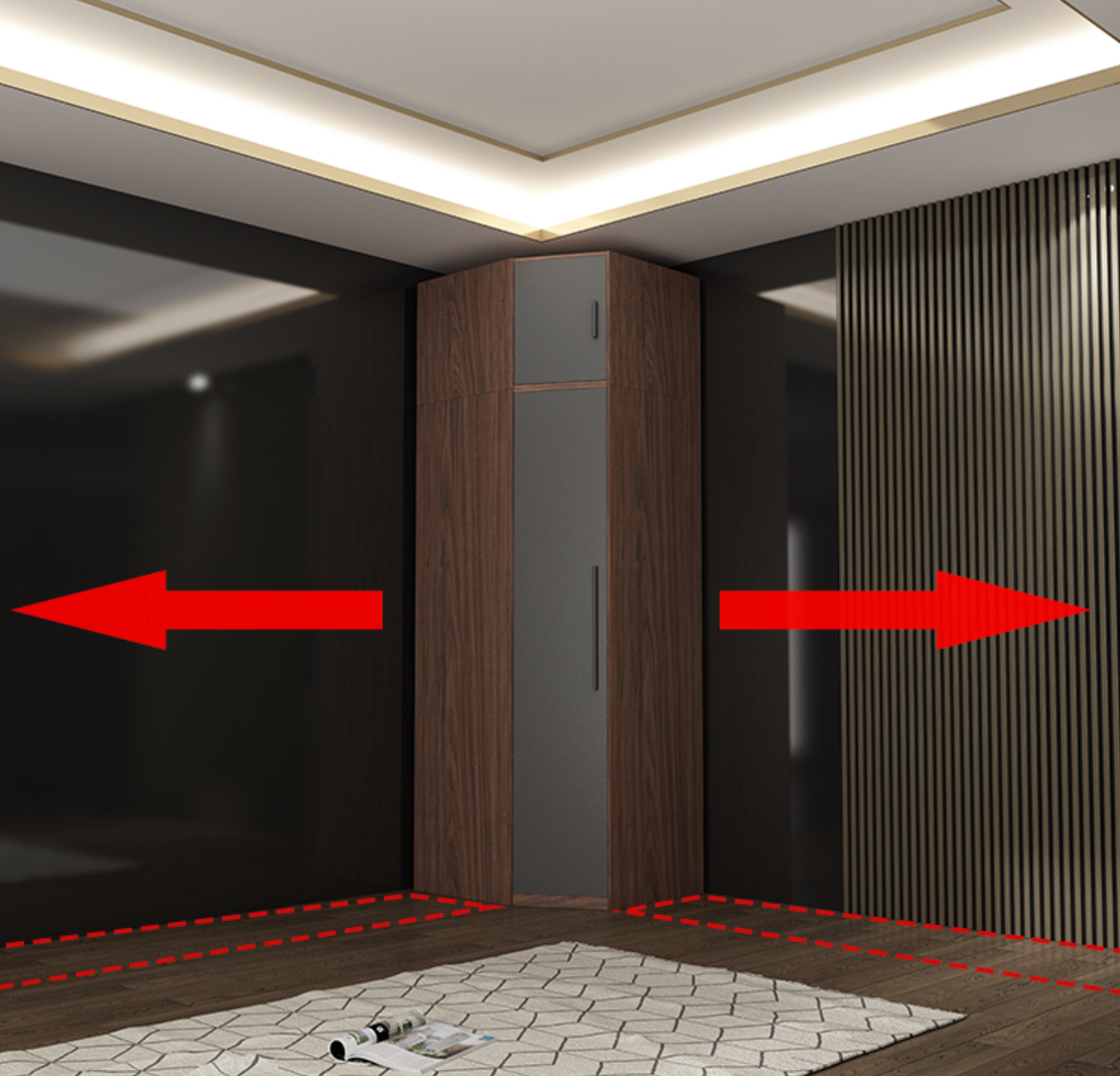  خزانة ملابس خشب مودرن مع تسريحة مدمجة - دولاب ملابس متصل من KS-Furniture 