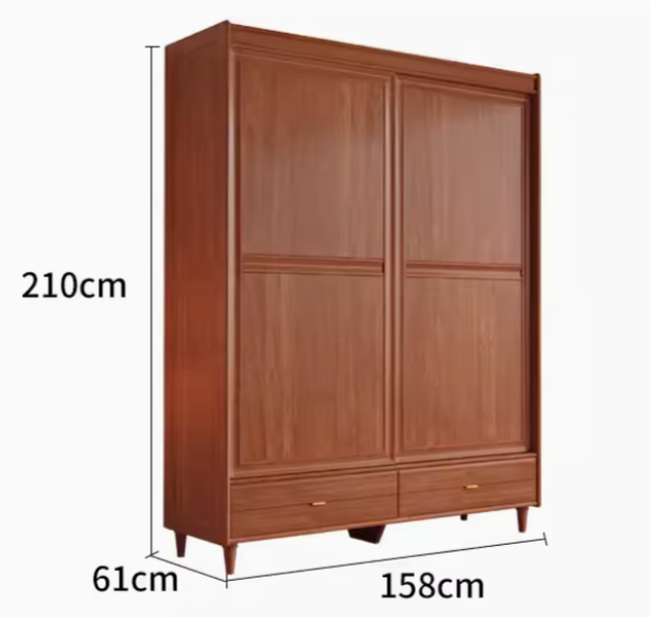  خزانة ملابس خشب مودرن بمقابض رأسية بلون متباين - دولاب ملابس كبير من KS-Furniture 
