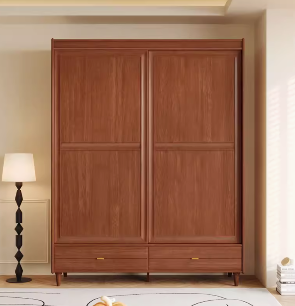  خزانة ملابس خشب مودرن بمقابض رأسية بلون متباين - دولاب ملابس كبير من KS-Furniture 