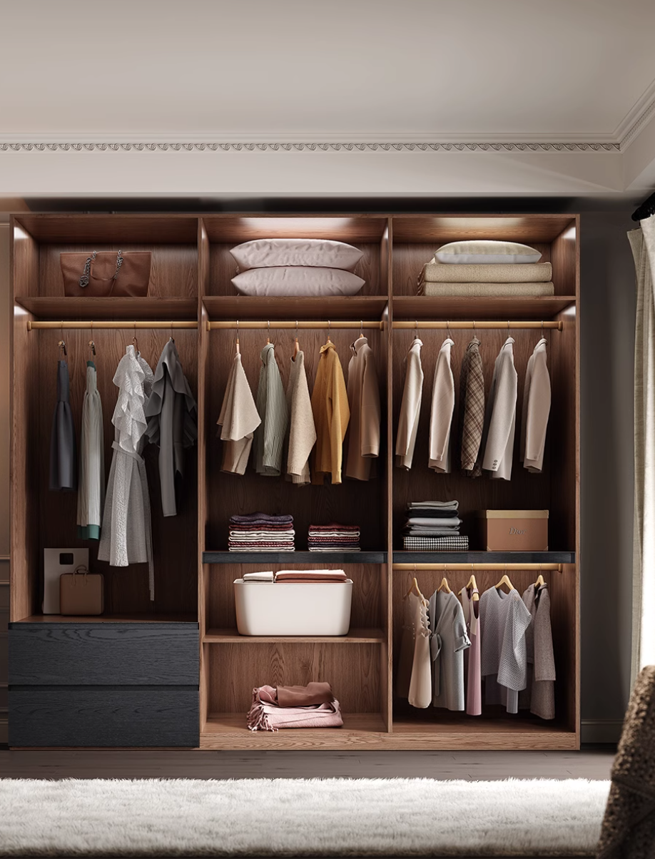  خزانة ملابس خشب كبيرة مودرن بأدراج وتقسيمات داخلية - دولاب ملابس منظم من KS-Furniture 