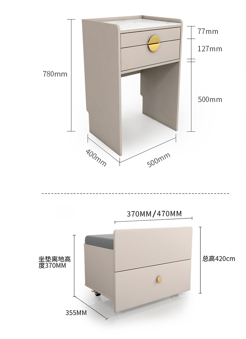  Dressing table with hidden chair 