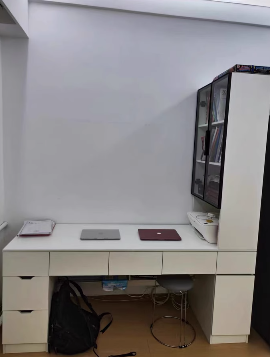  wooden desk and bookcase 